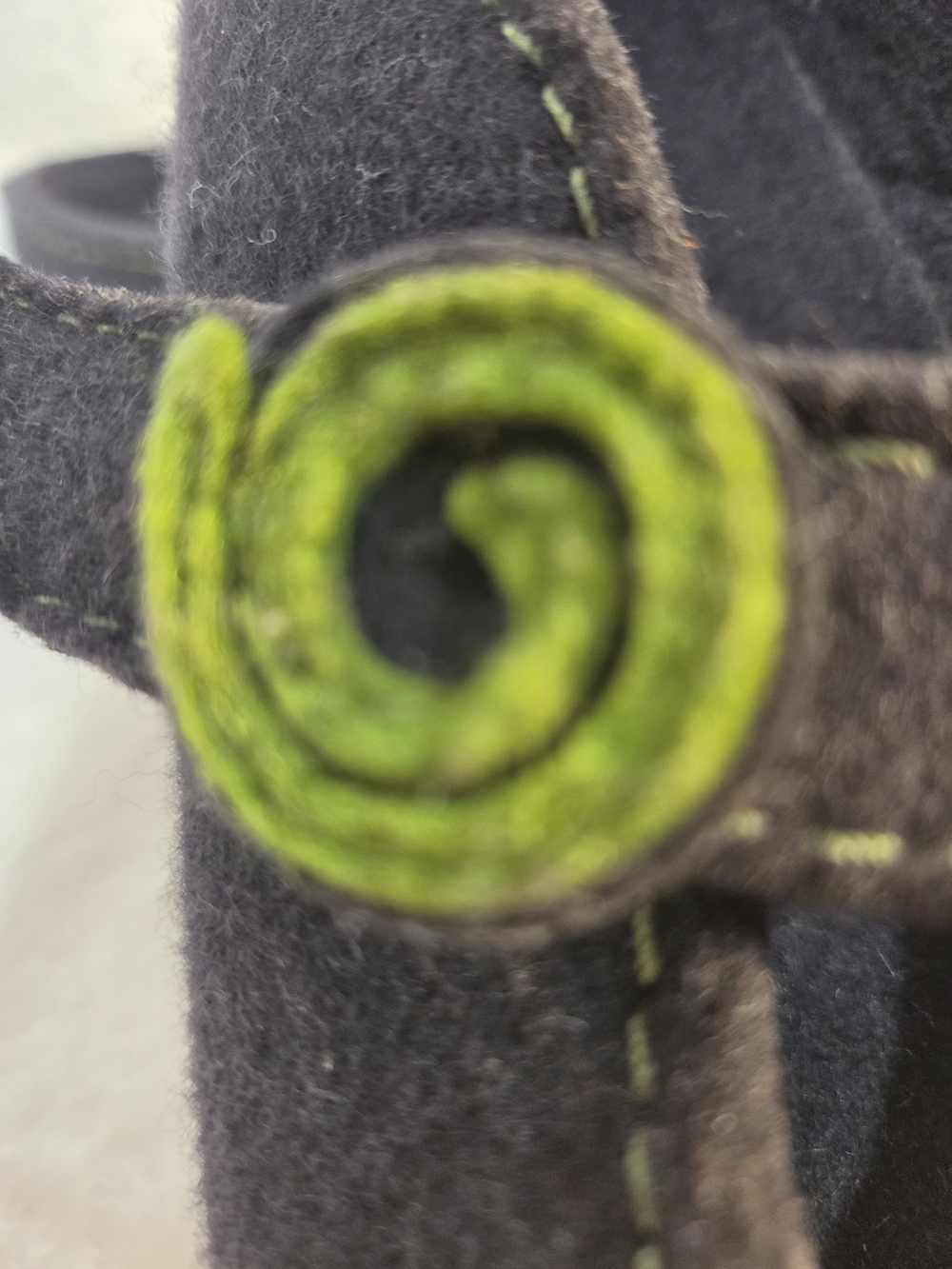 Haflinger Women's Alice Line Black Mary Jane Shoes with Green Swirl Accent - Picture 9 of 11